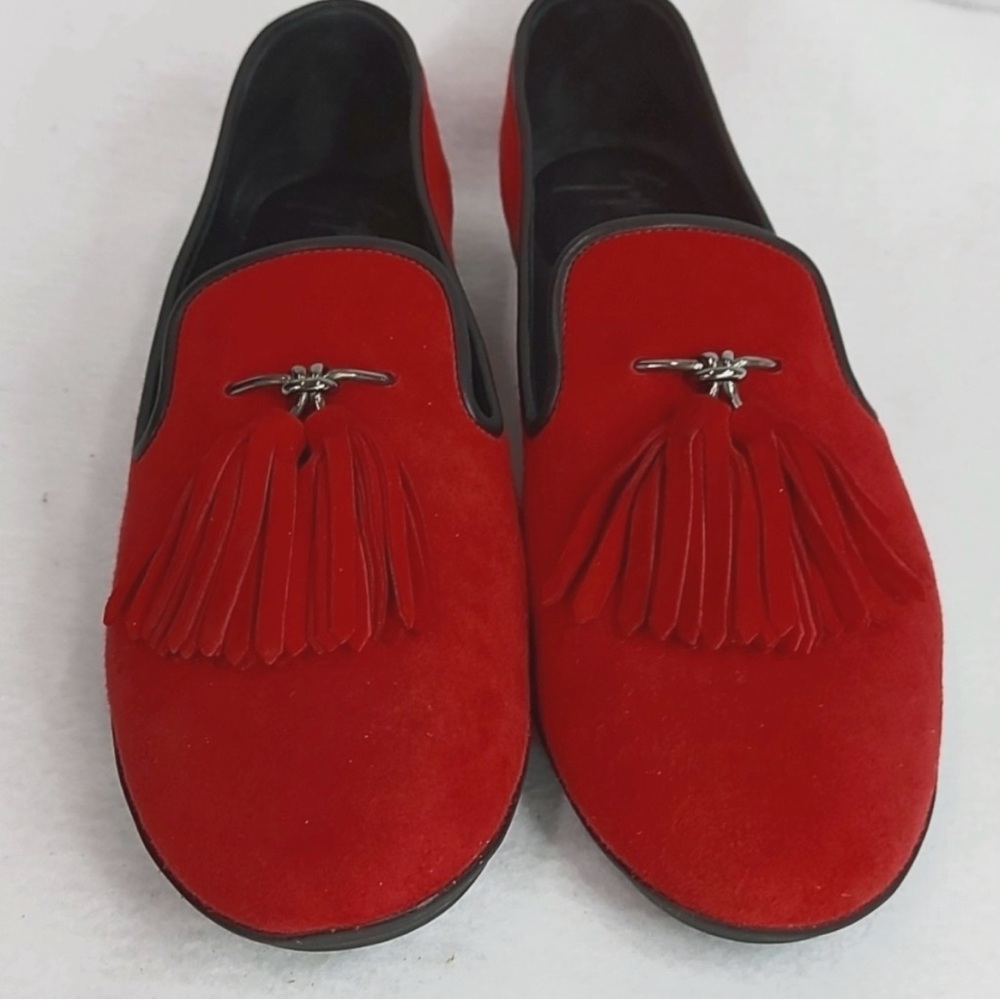AUTHENTIC Giuseppe Zanotti Red Velvet Accent Loafers